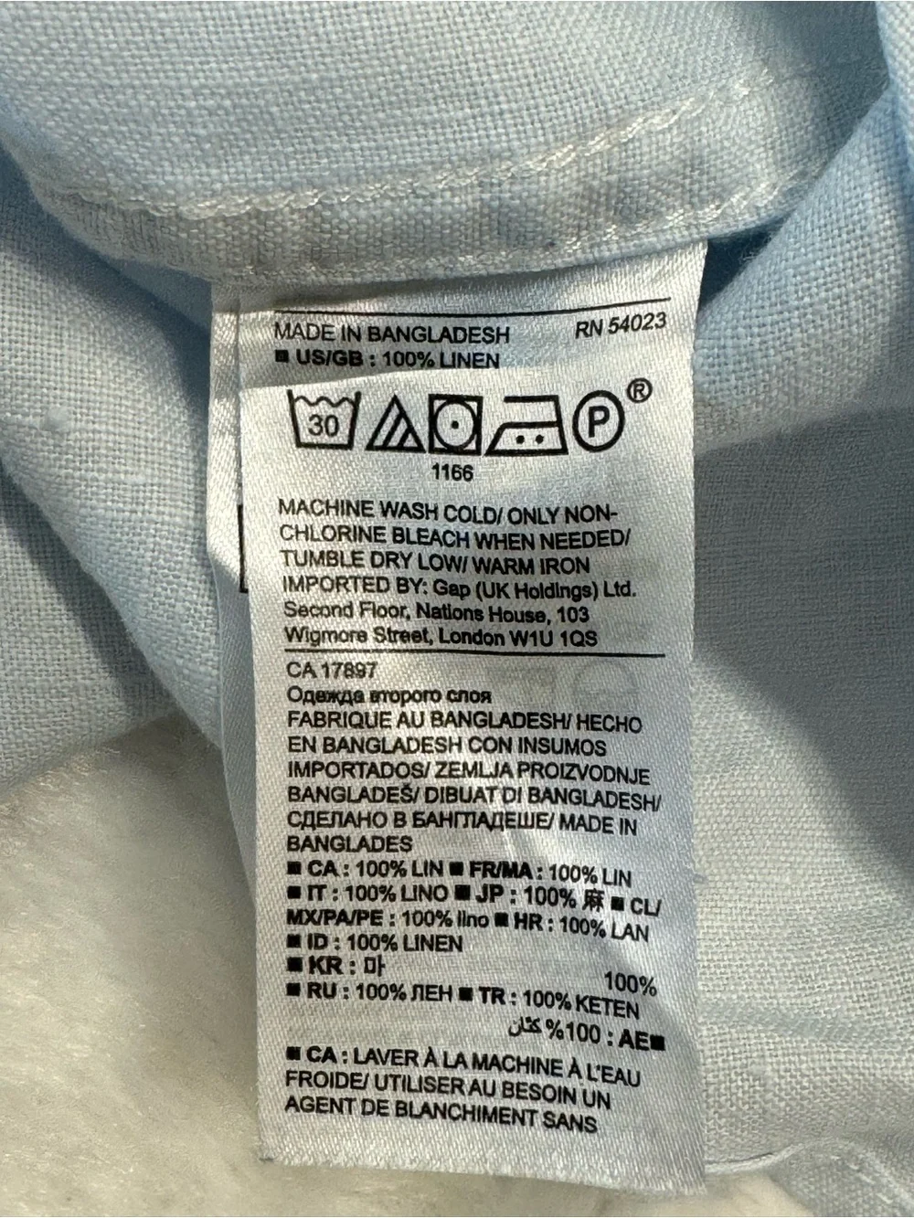 Banana Republic 100% Linen Camden Fit Pale Blue Men's Shirt in Size Small